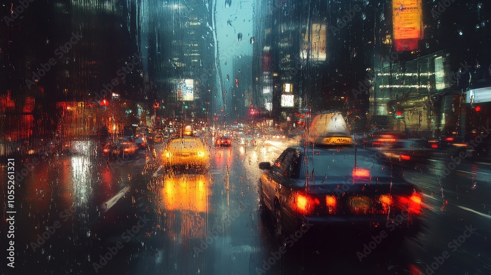 Car windshield with rain drops and frameless wiper blade,Traffic Jam with raining in evening day in the city,Drops of water on the car after rainy,outside car,Raindrops falling on a glass droplets. Car windshield with rain drops and frameless wiper blade,Traffic Jam with raining in evening day in the city,Drops of water on the car after rainy,outside car,Raindrops falling on a glass droplets.