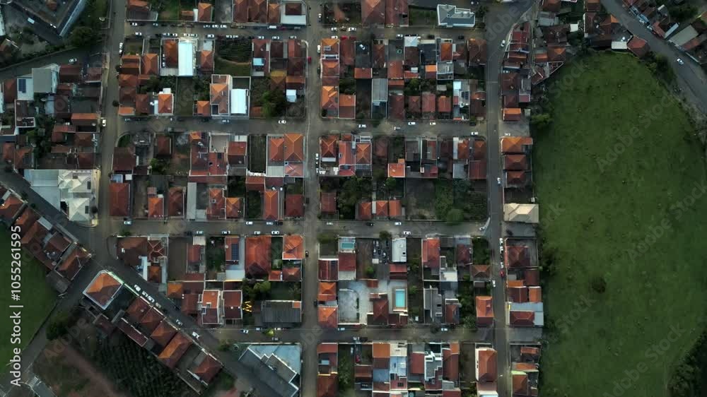 top view looking down - many countryside houses in the city of Bueno Brandao, countryside of MInas Gerais - Braizil - real state Brazil