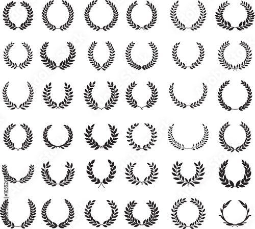 Set of laurel wreath logo icon
