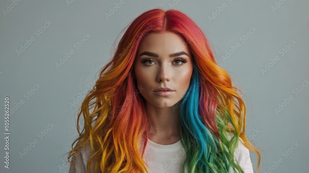 A woman with rainbow hair A woman with rainbow hair