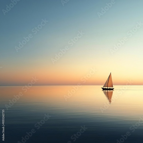 A calm ocean with a boat sailing steadily forward, representing private victories and internal balance photo