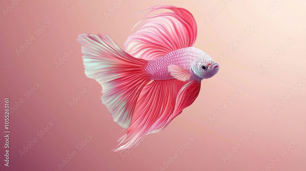 Vibrant Betta Splendens on Solid Color Background Vibrant Betta Splendens on Solid Color Background