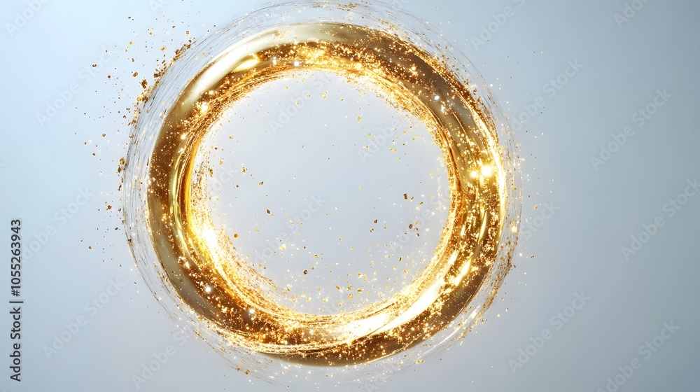 Metallic 3D image of golden luxury galaxy circle on clear background Metallic 3D image of golden luxury galaxy circle on clear background