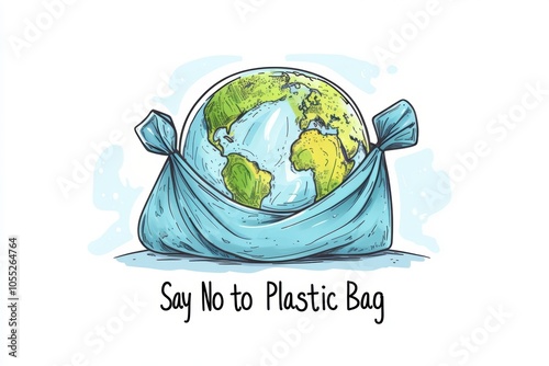 Planet earth suffocating in a plastic bag: environmental pollution concept