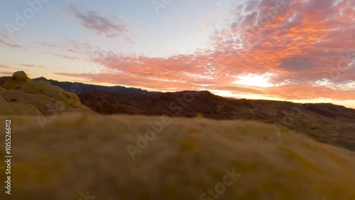 Time lapse sun set over valley of fire photo