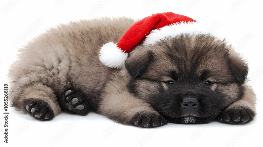 Cute Puppy Wearing Santa Hat, dog, canine, pet, animal, christmas Cute Puppy Wearing Santa Hat, dog, canine, pet, animal, christmas