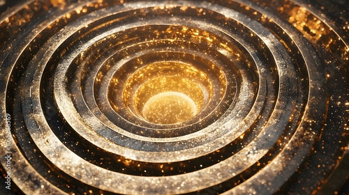 Metallic 3D image of golden luxury galaxy circle on clear background