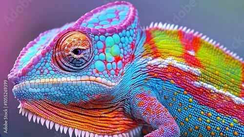 headshot of colorful veiled chameleon