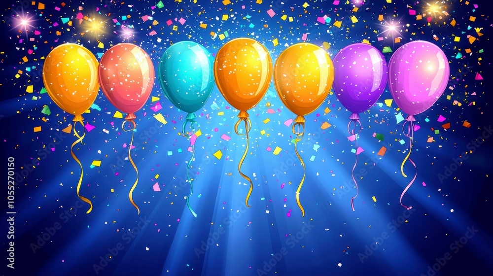 Vibrant Balloons in Celebration Scene for Birthday