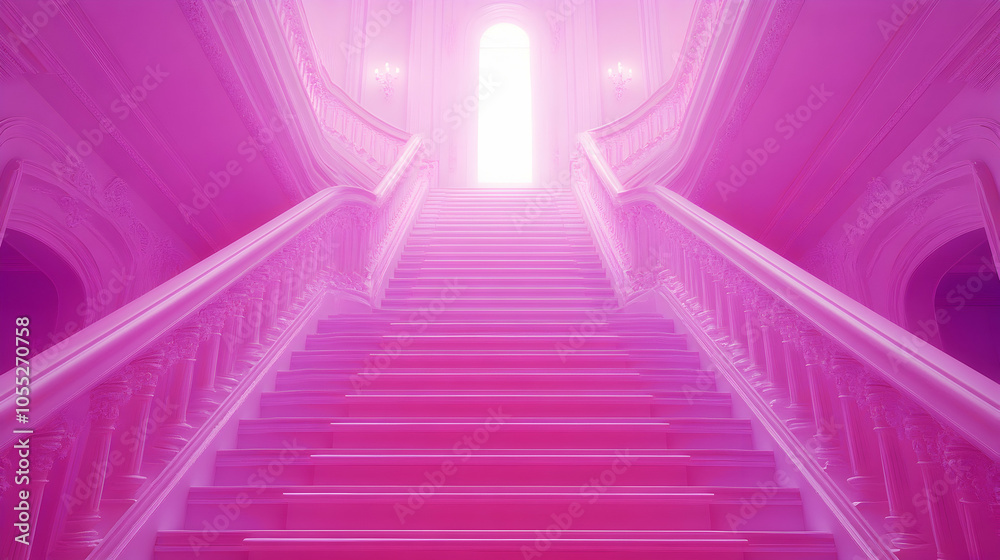 Pink Staircase Leading Up to Light, stairs, steps, bright, glow, window Pink Staircase Leading Up to Light, stairs, steps, bright, glow, window