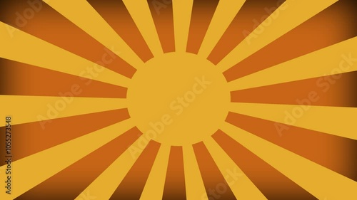yellow retro rotating spiral background with circle focus space, abstract flat vector looping animation.