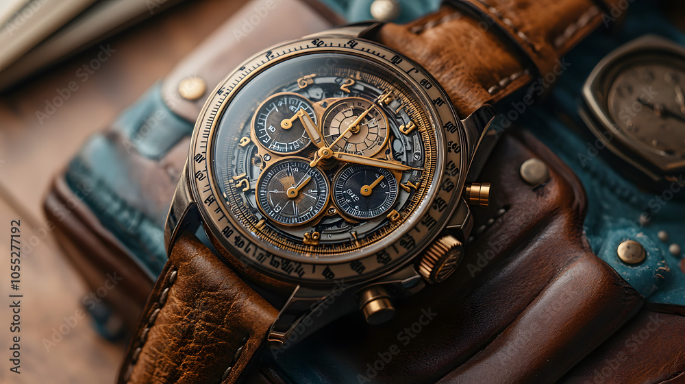 A High-End Wristwatch Displayed Elegantly on a Leather Strap with Subtle Lighting, Showcasing Luxury, Craftsmanship, and Timeless Design.
A High-End Wristwatch Displayed Elegantly on a Leather Strap with Subtle Lighting, Showcasing Luxury, Craftsmanship, and Timeless Design.