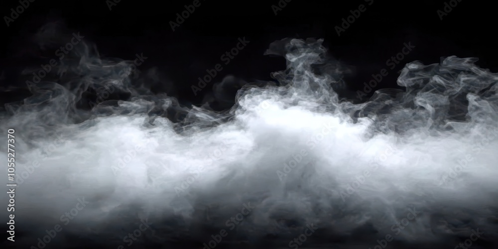 Fototapeta premium Swirling White Smoke on Black Background