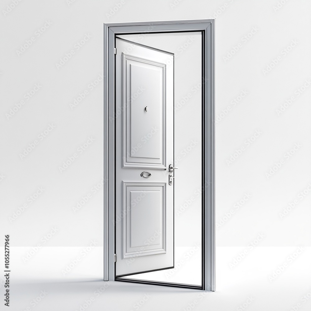 front view an open door standing isolated realistic front view an open door standing isolated realistic