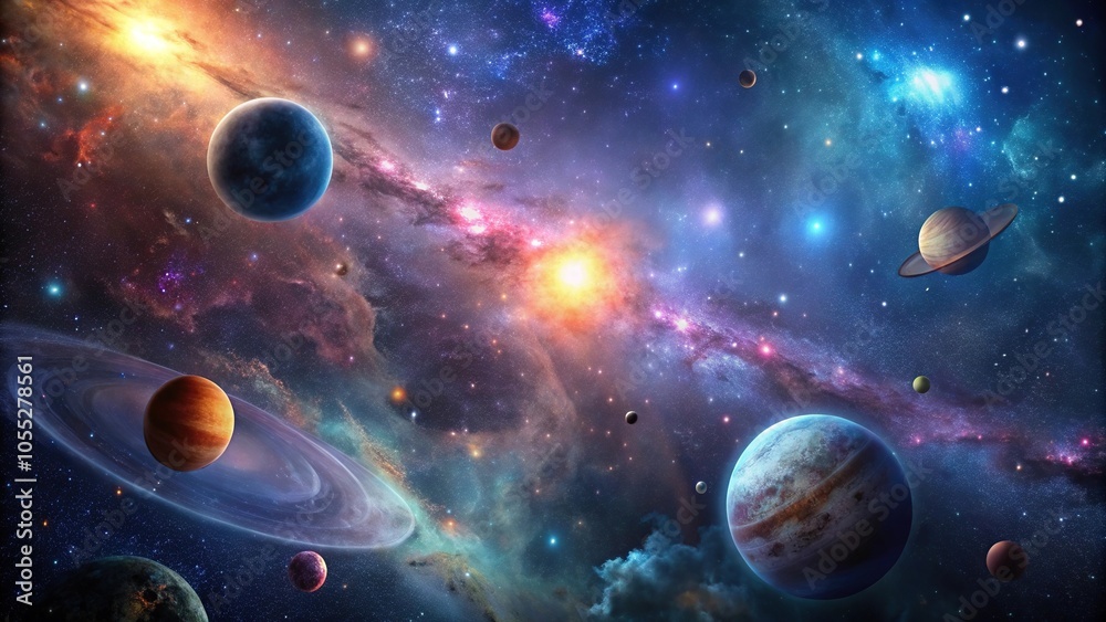 Dark nebula with stars and planets in a deep black background wallpaper, starry night sky, planetary system, nebulae Dark nebula with stars and planets in a deep black background wallpaper, starry night sky, planetary system, nebulae