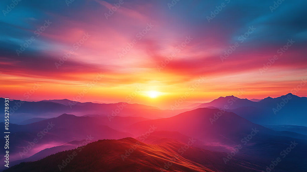 Hyperrealistic Landscape with Artistic Sunrise Hyperrealistic Landscape with Artistic Sunrise