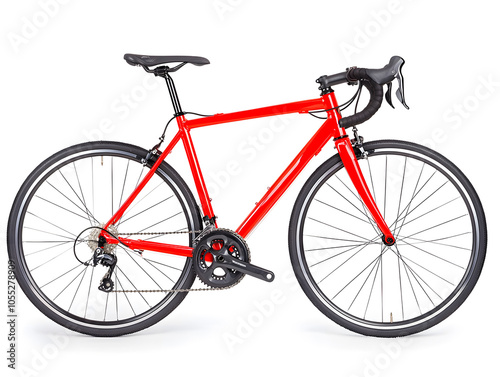 Side view racing bicycle, isolated on white background