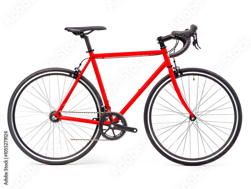 Side view racing bicycle, isolated on white background