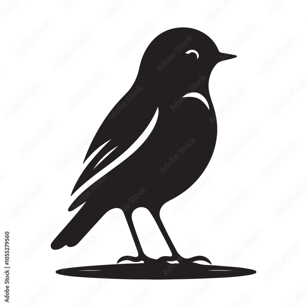 Fototapeta premium Robin bird silhouette vector illustration.
