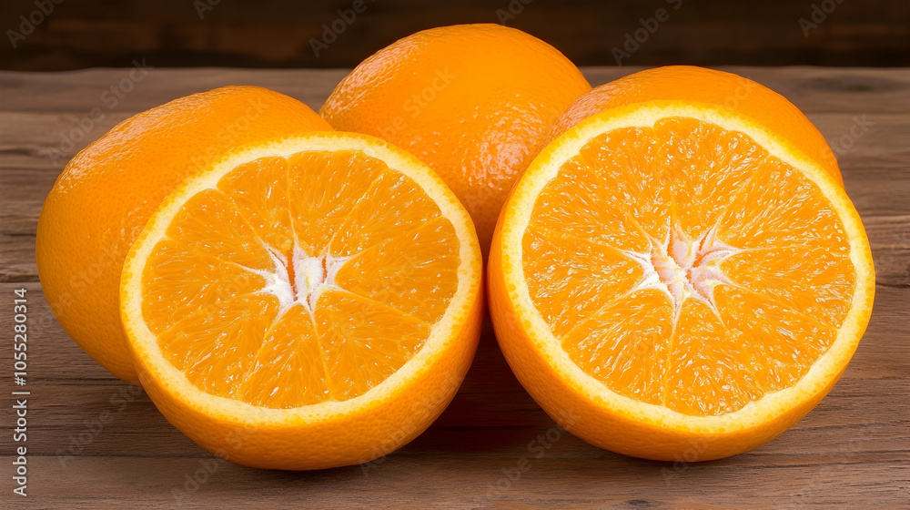 Sliced Oranges on Wooden Surface, citrus fruit, citrus fruits, half orange, half oranges, fresh fruit