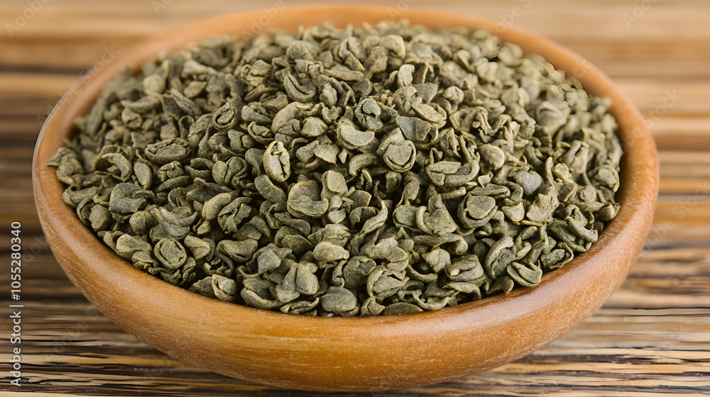 Green Tea Leaves in Wooden Bowl, loose leaf tea, tea leaves in bowl, bowl of tea, green tea leaves close up, tea leaves texture Green Tea Leaves in Wooden Bowl, loose leaf tea, tea leaves in bowl, bowl of tea, green tea leaves close up, tea leaves texture