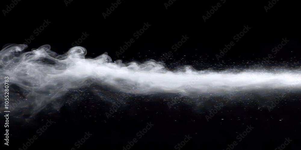 Swirling White Smoke on Black Background Swirling White Smoke on Black Background