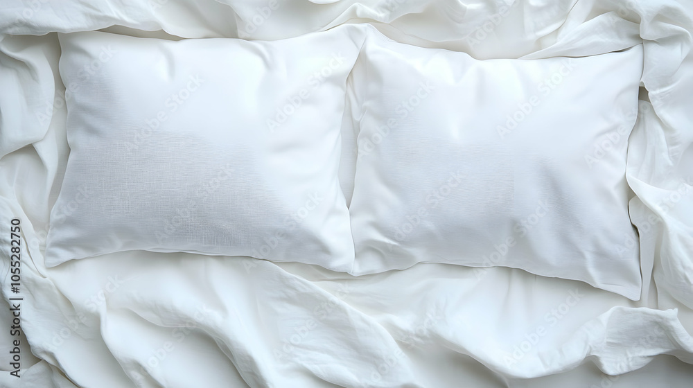 White Pillows on a White Bed, bedding, bedroom, linen, cotton, sleep White Pillows on a White Bed, bedding, bedroom, linen, cotton, sleep