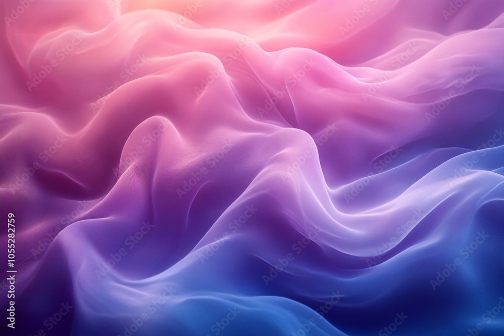 Fototapeta premium Composition of smooth lines in purple and blue colors with an empty area for text at the bottom.