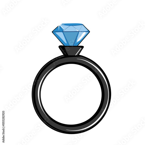 Wedding ring with diamond isolated vector illustration (4)