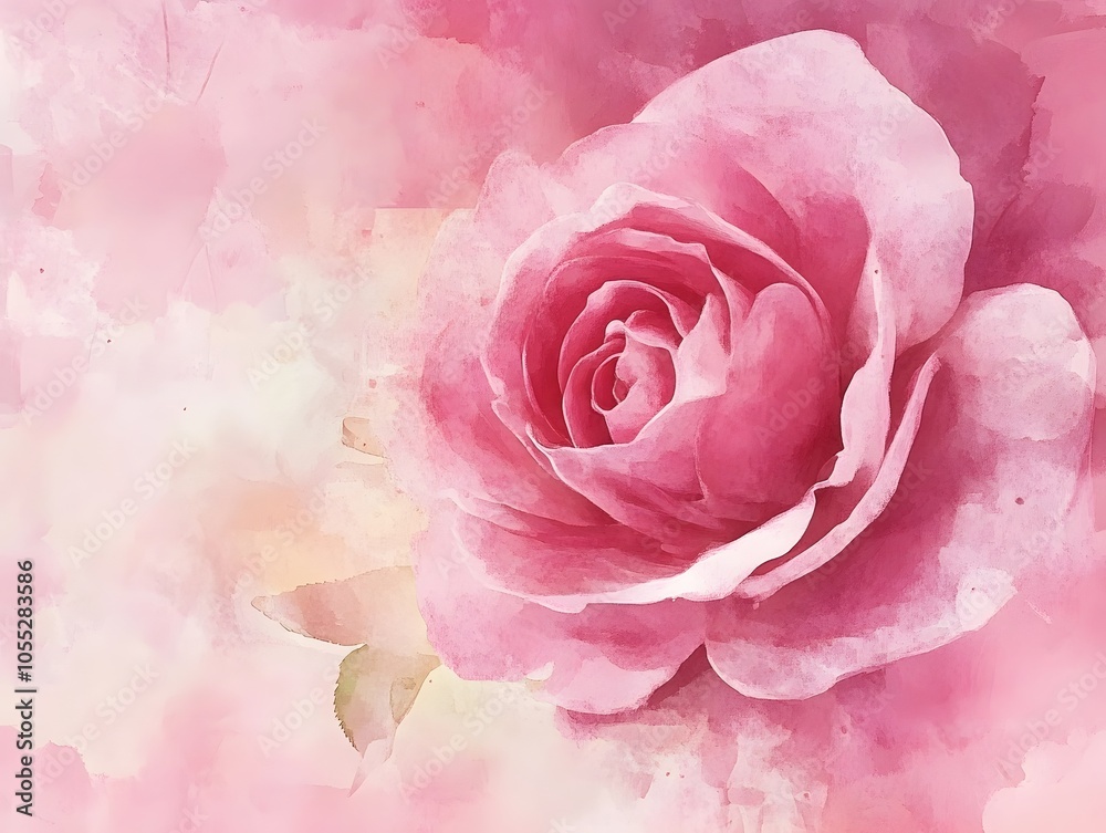 Fototapeta premium Botanical Pink Watercolor Rose Nature Floral Flower 