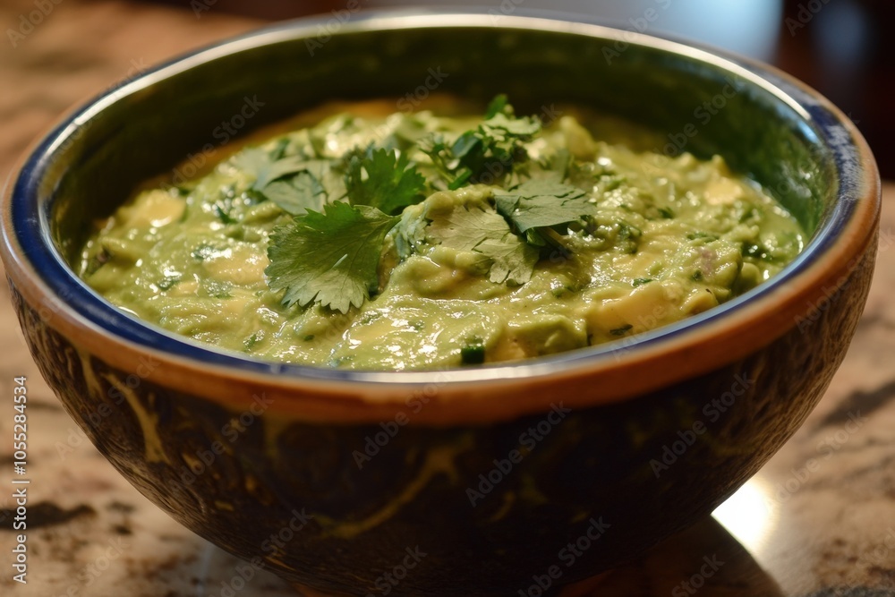Avocado Dip - Fresh and Green Guacamole in a Bowl with Cilantro and Lime Avocado Dip - Fresh and Green Guacamole in a Bowl with Cilantro and Lime