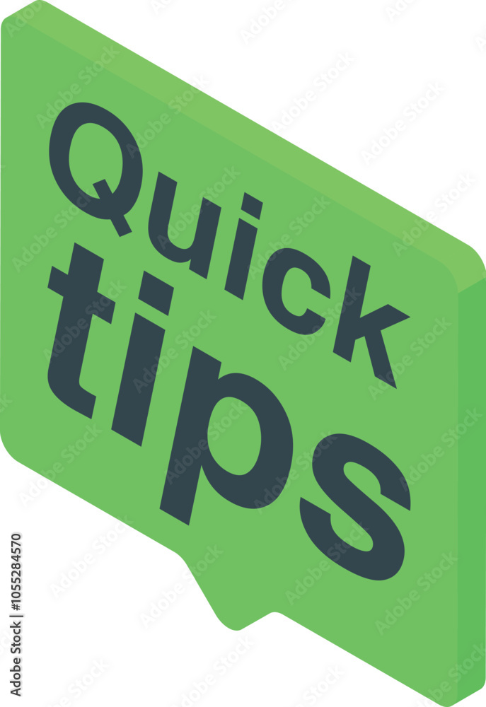 Isometric quick tips green chat bubble offering fast solutions and helpful advice Isometric quick tips green chat bubble offering fast solutions and helpful advice