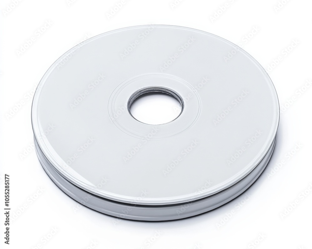 Blank DVD Case with CD-ROM Disc on White Background with Copy Space