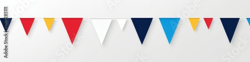 Free Download Classic pennant banner: Triangular flags arranged with precision, floating on a white background. - GFXLoad