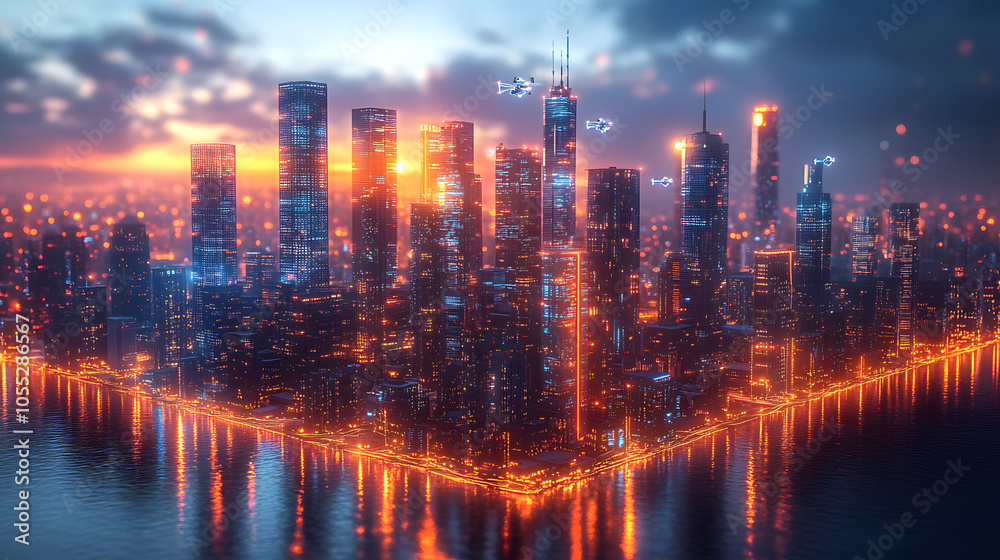 A Futuristic Cityscape with Smart Buildings, Autonomous Vehicles, and High-Tech Infrastructure – A Vision of Tomorrow’s Urban Living.
A Futuristic Cityscape with Smart Buildings, Autonomous Vehicles, and High-Tech Infrastructure – A Vision of Tomorrow’s Urban Living.