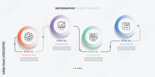 Infographic 4 Step timeline journey, calendar Flat simple infographics design template. presentation graph