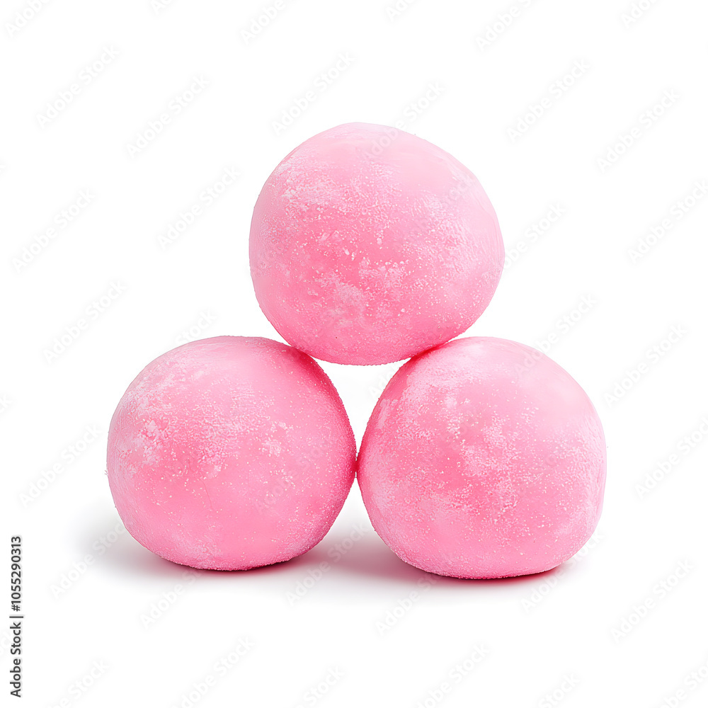 Pink strawberry Mochi Japanese dessert, isolated on white background Pink strawberry Mochi Japanese dessert, isolated on white background