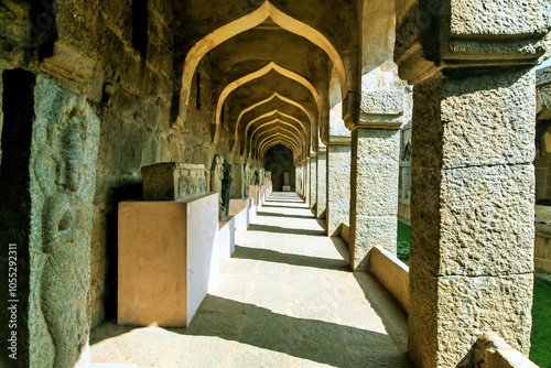 Museum corridor, Hampi, Karnataka, India, Asia photo