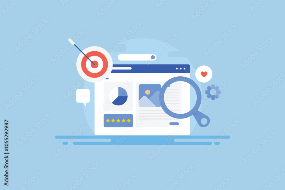 Content optimization increase views and audience reach on social media and search engine algorithm, website performance growth management vector illustration. Content optimization increase views and audience reach on social media and search engine algorithm, website performance growth management vector illustration.