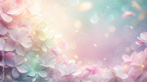 Fototapeta Naklejka Na Ścianę i Meble -  Soft gradient background with delicate flower petals in pastel colors, floral, natural