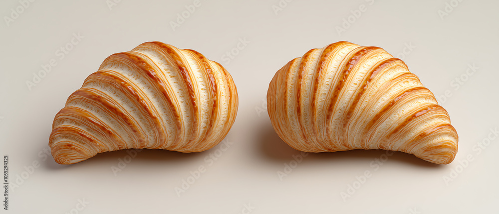 Two beautifully crafted bread rolls shaped like seashells, displayed against a light background, ideal for culinary and baking themes. Two beautifully crafted bread rolls shaped like seashells, displayed against a light background, ideal for culinary and baking themes.