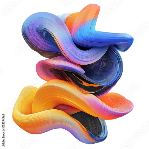 A colorful 3D logo featuring swirling shapes and vibrant colors, representing creativity and innovation in design isolated on transparent background photo