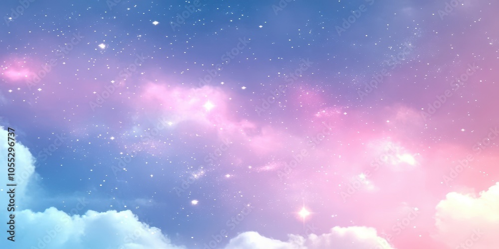 Dreamy Pink Clouds in Cosmic Space Background Dreamy Pink Clouds in Cosmic Space Background