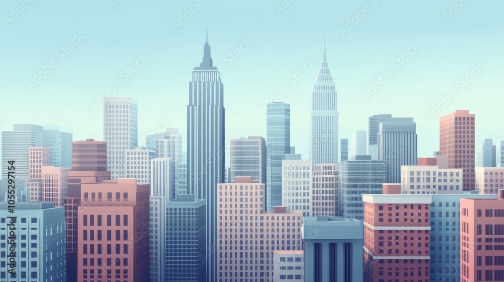 Obraz premium Stylized Cityscape with Tall Buildings