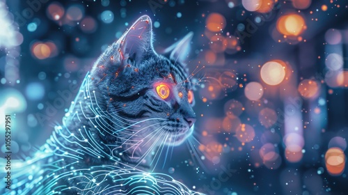 Mystical Cat in Digital Glow photo