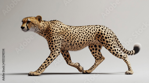 Full Body Cheetah in Motion Against Neutral Background photo