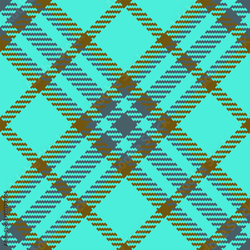 Hobby textile vector background, ethnicity plaid tartan seamless. Age texture check pattern fabric in teal and amber colors.