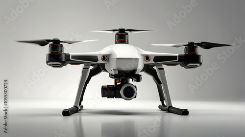 Modern drone on white background, views from different sides. Banner design