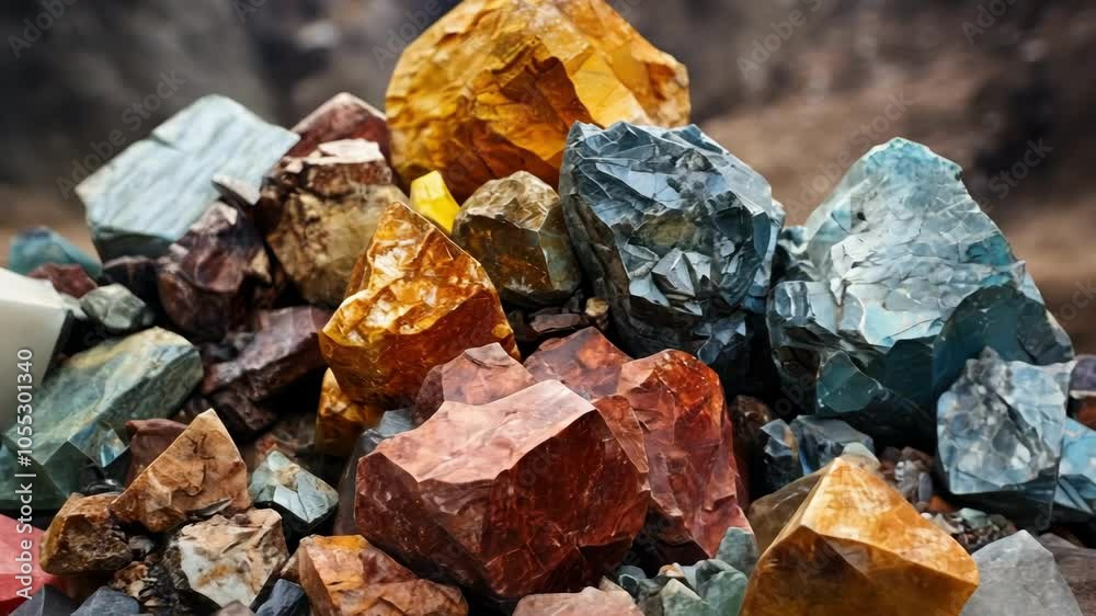 A bunch of different minerals different rocks.