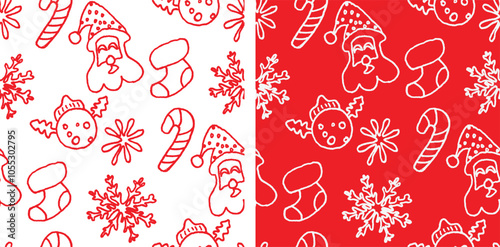 Christmas background pattern. 100% hand drawn vector image.